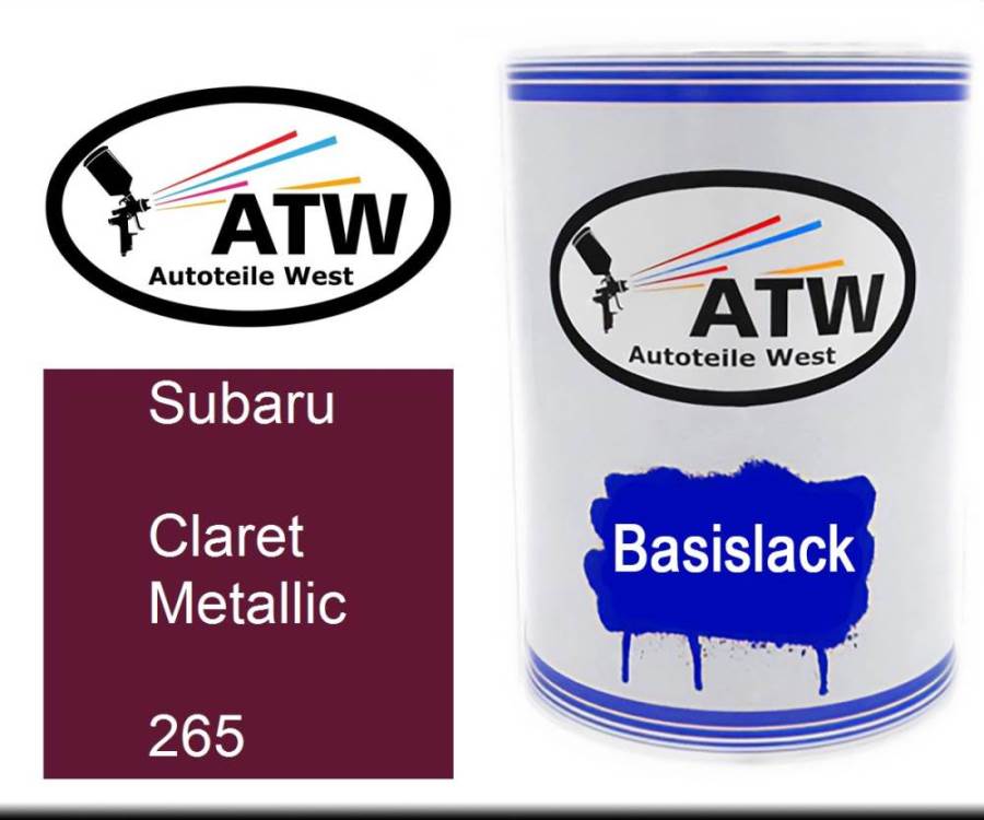 Subaru, Claret Metallic, 265: 500ml Lackdose, von ATW Autoteile West.